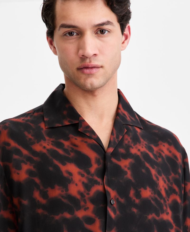 Men's Printed Short-Sleeve Oversized Camp Shirt
