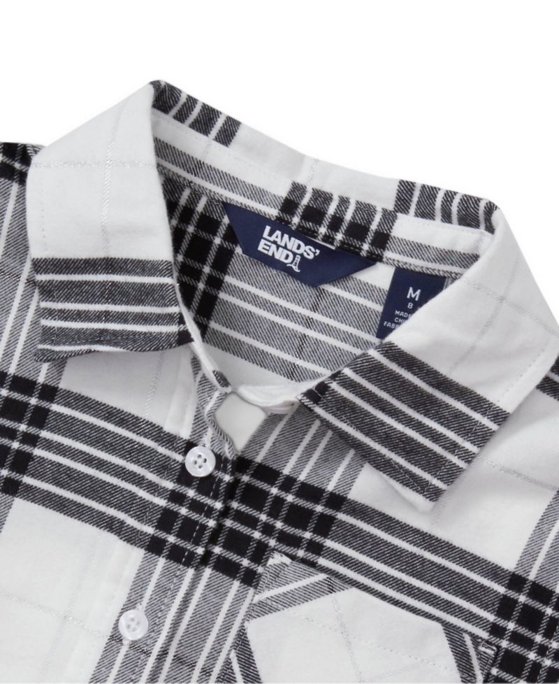 Girls Long Sleeve Cropped Flannel Shirt