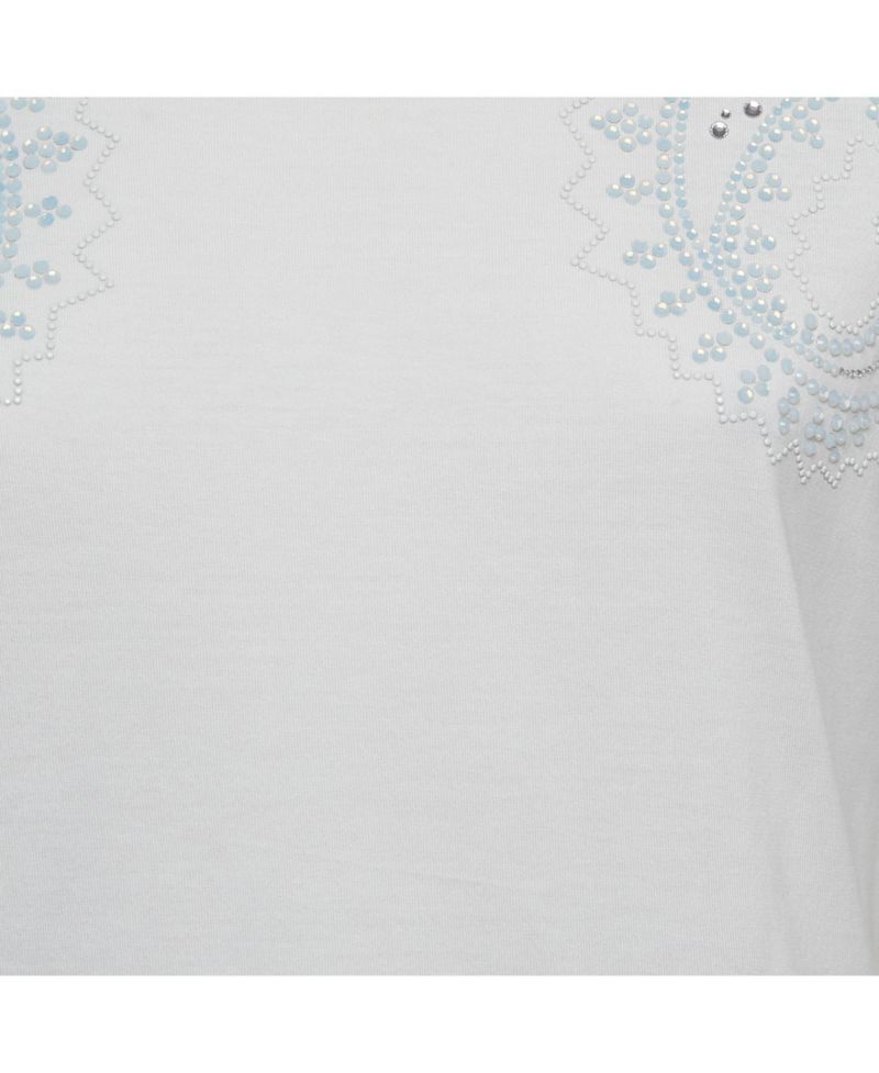 Women's White Crystal Embellished Jersey T-Shirt
