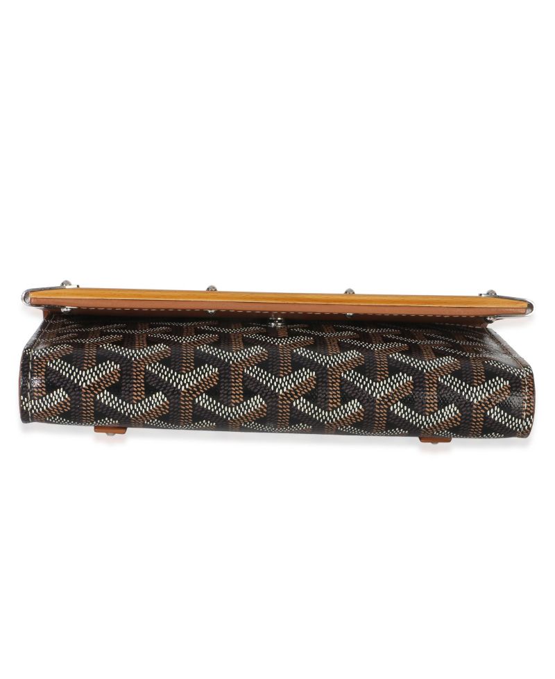 Pre-Owned Goyard Gold Black Goyardine Monte Carlo Mini Clutch