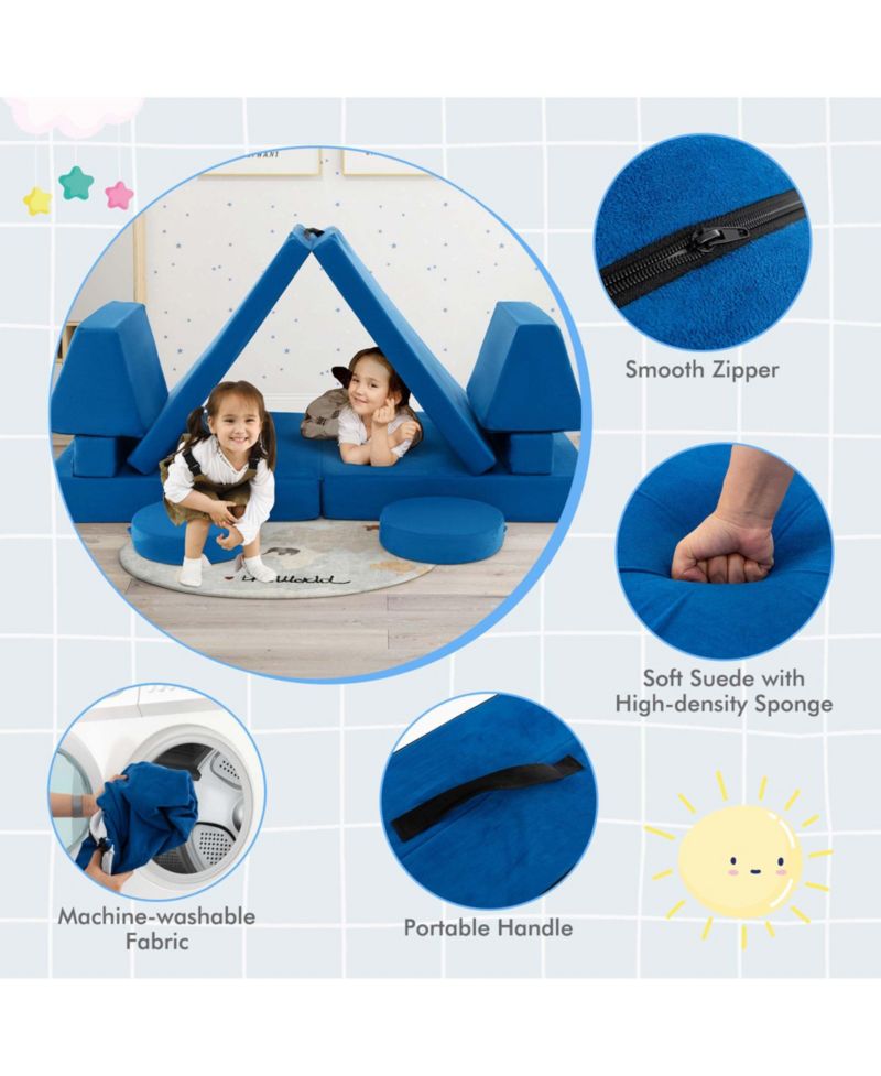Kids Play Sofa Set Modular Convertible Foam Folding Couch Toddler