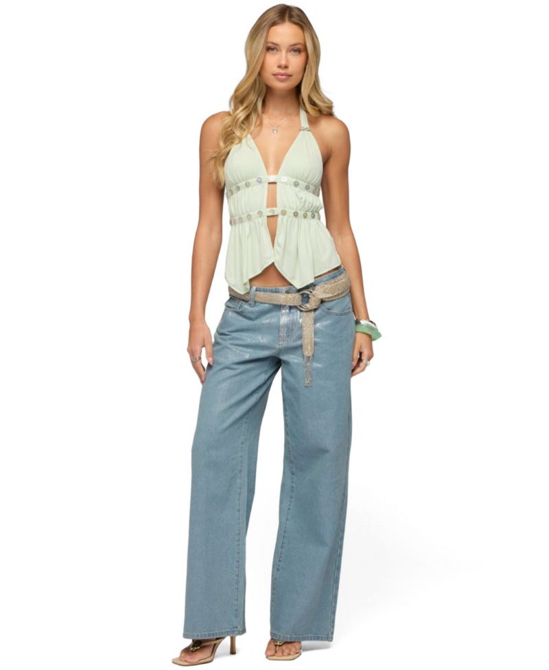 Women's Izora Button Split Front Top