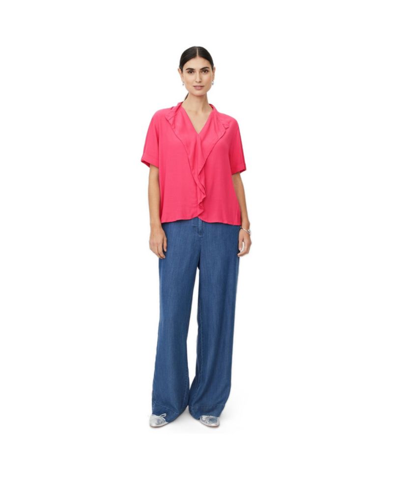 Women's MaDyvora V-Neck Short-Sleeve Ruffle Blouse