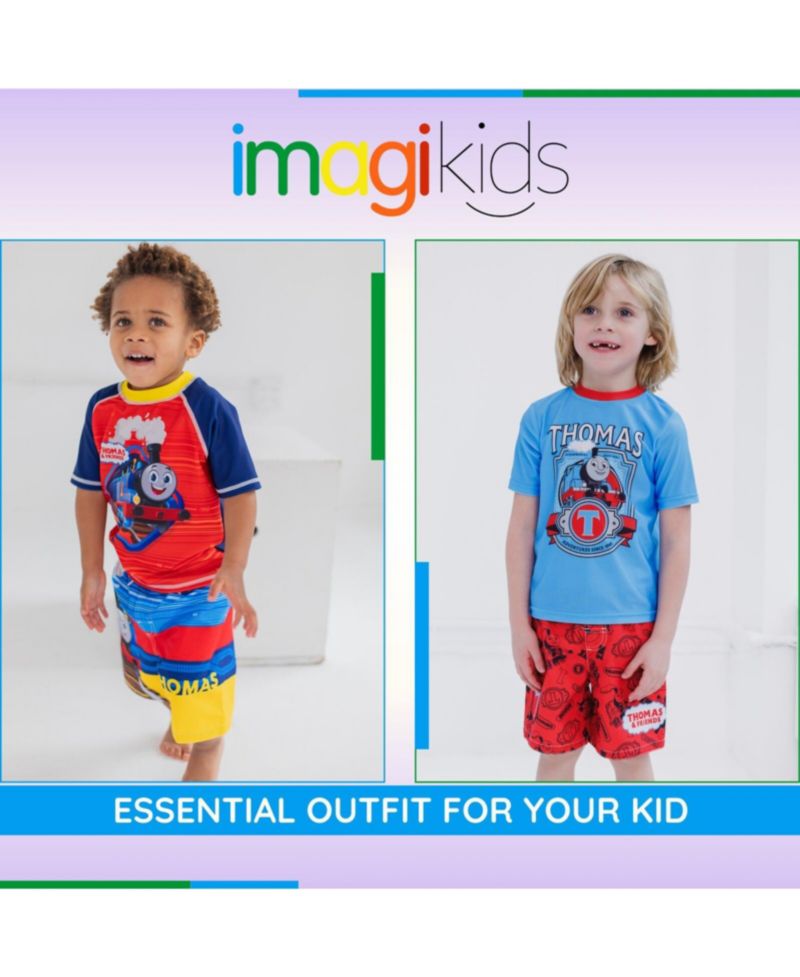 Little Boys Rash Guard and Swim Trunks Outfit Set