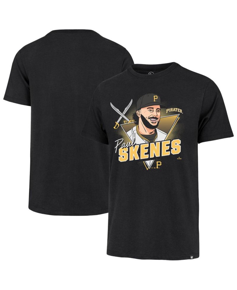 Men's Paul Skenes Black Pittsburgh Pirates Player Caricature Franklin T-Shirt