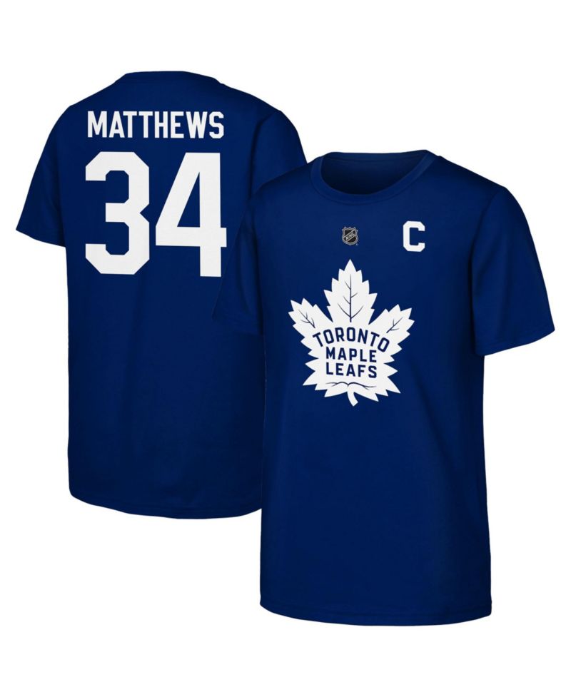 Big Boys and Girls Auston Matthews Blue Toronto Maple Leaf's Player Name & Number T-Shirt