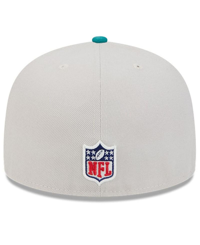 Men's Stone/Aqua Miami Dolphins 2024 Sideline Historic 59FIFTY Fitted Hat