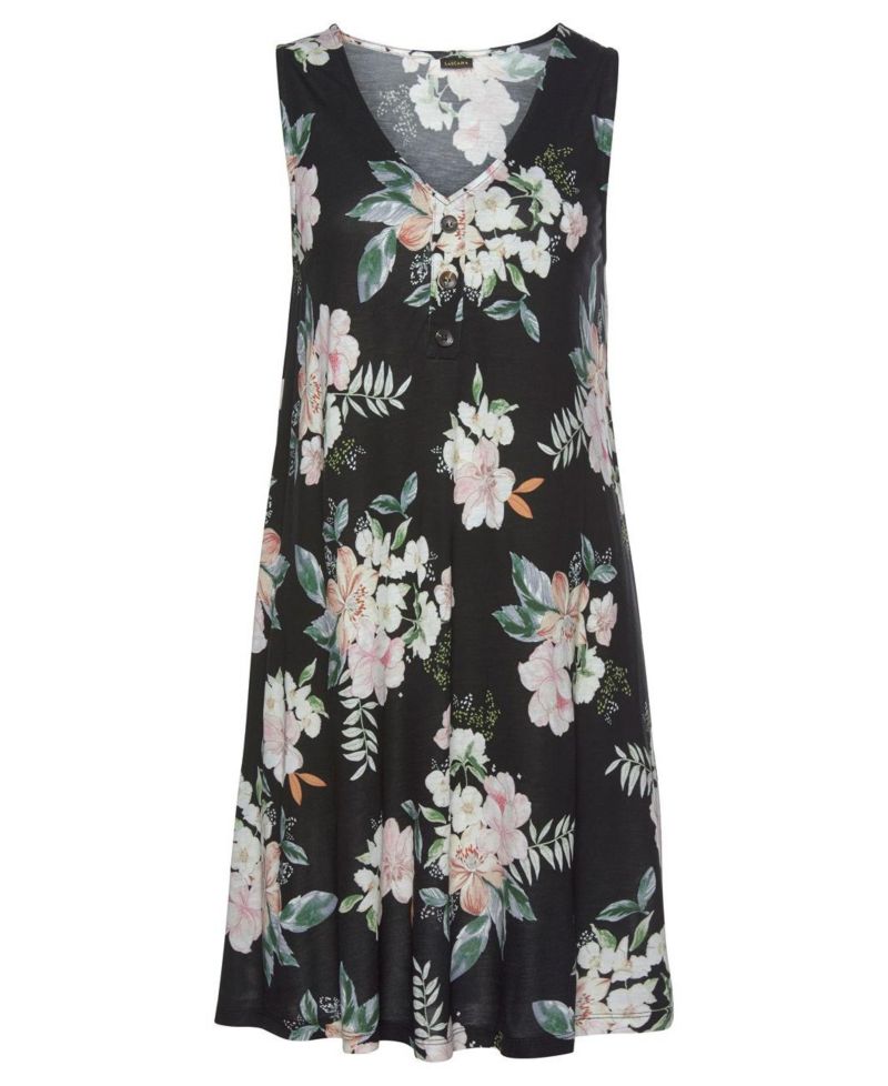 Women's Floral-Print A-Line V-Neck Dress