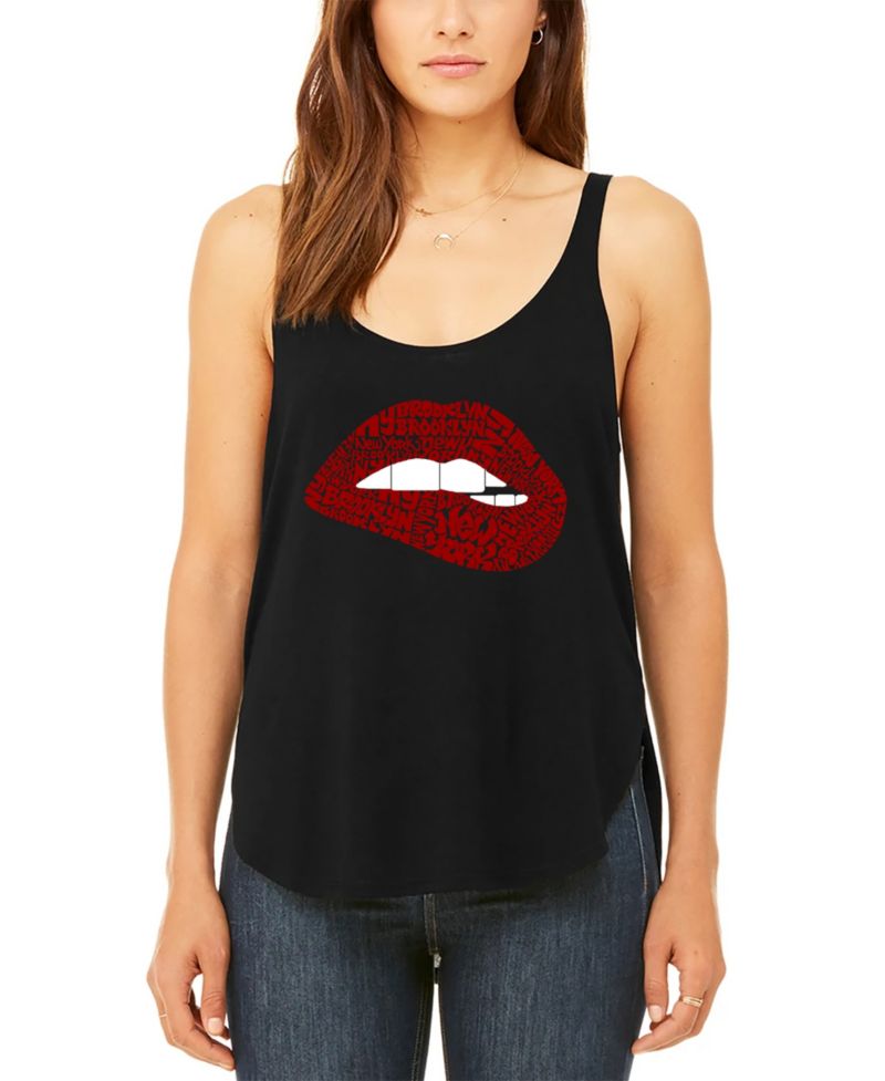 Women's Brooklyn Lips Premium Word Art Flowy Tank Top