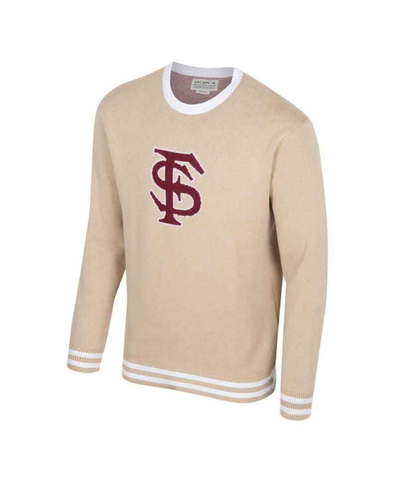 Men's and Women's Tan Florida State Seminoles Renew Knit Vintage Pullover Sweater
