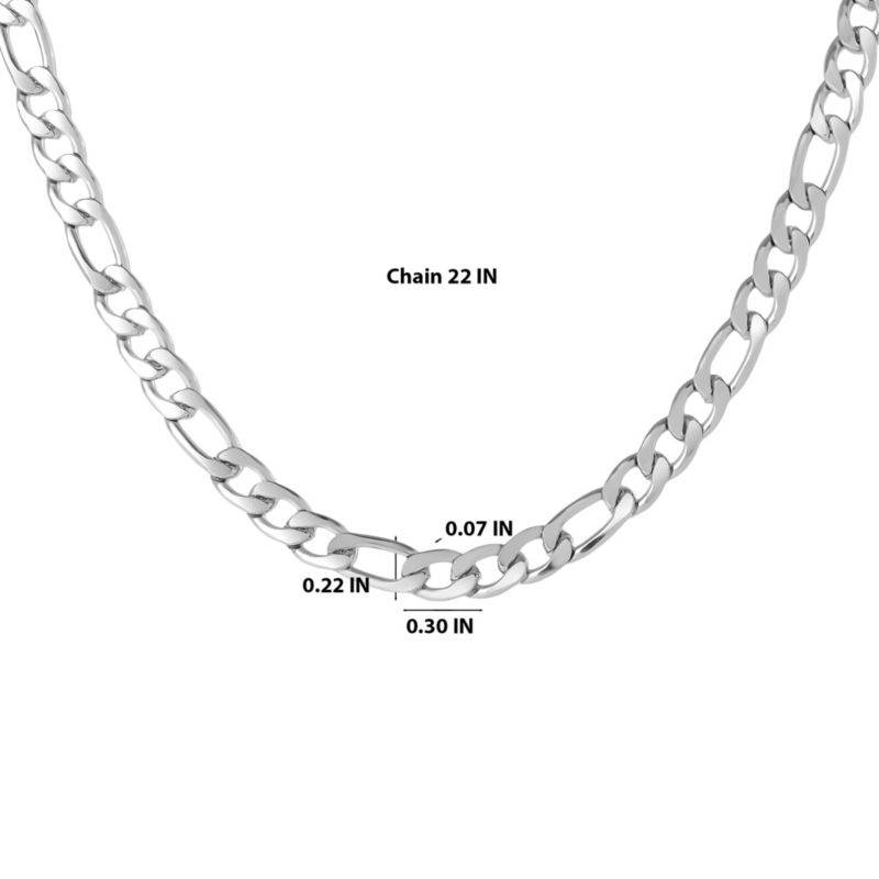 Men’s Figaro Chain Necklace, Silver-Tone 22'' Links