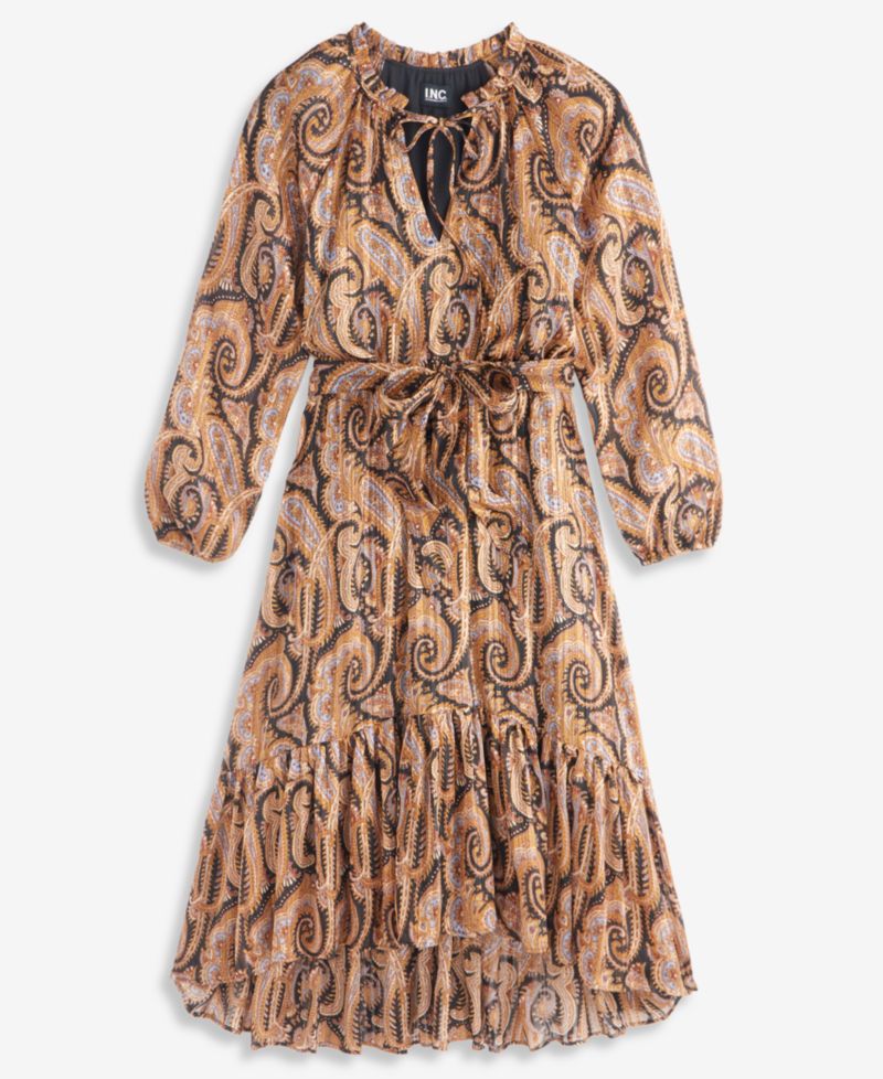 Women's Long-Sleeve Printed High-Low Dress