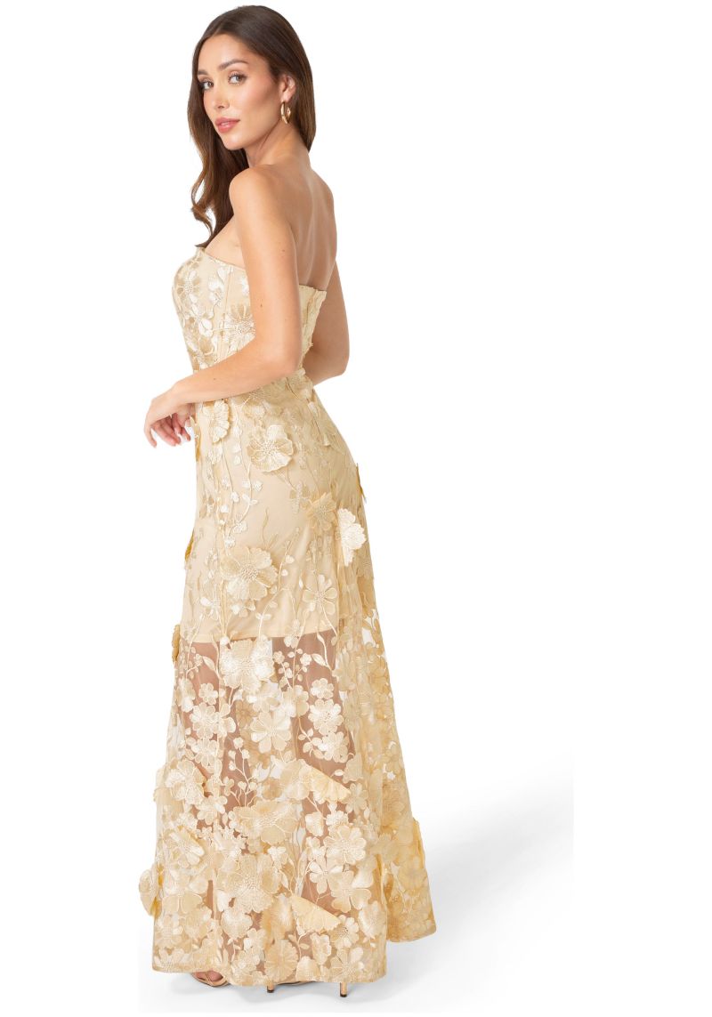 Women's Strapless Embroidery Maxi Dress
