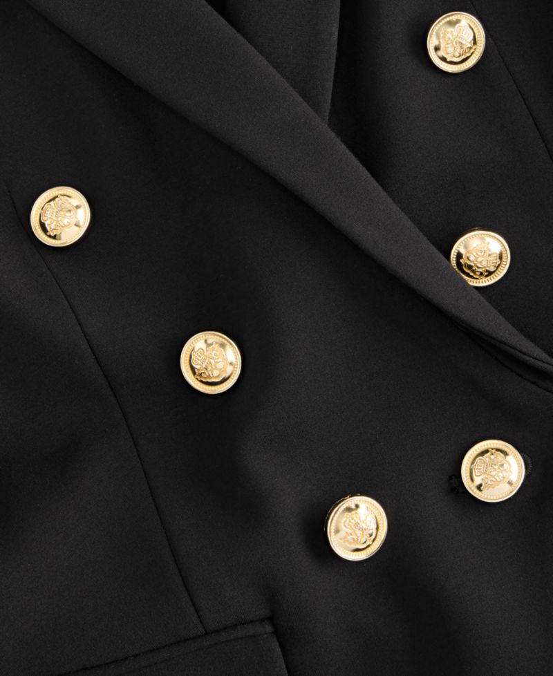 Petite Double-Breasted Fitted Stretch Ponte Blazer