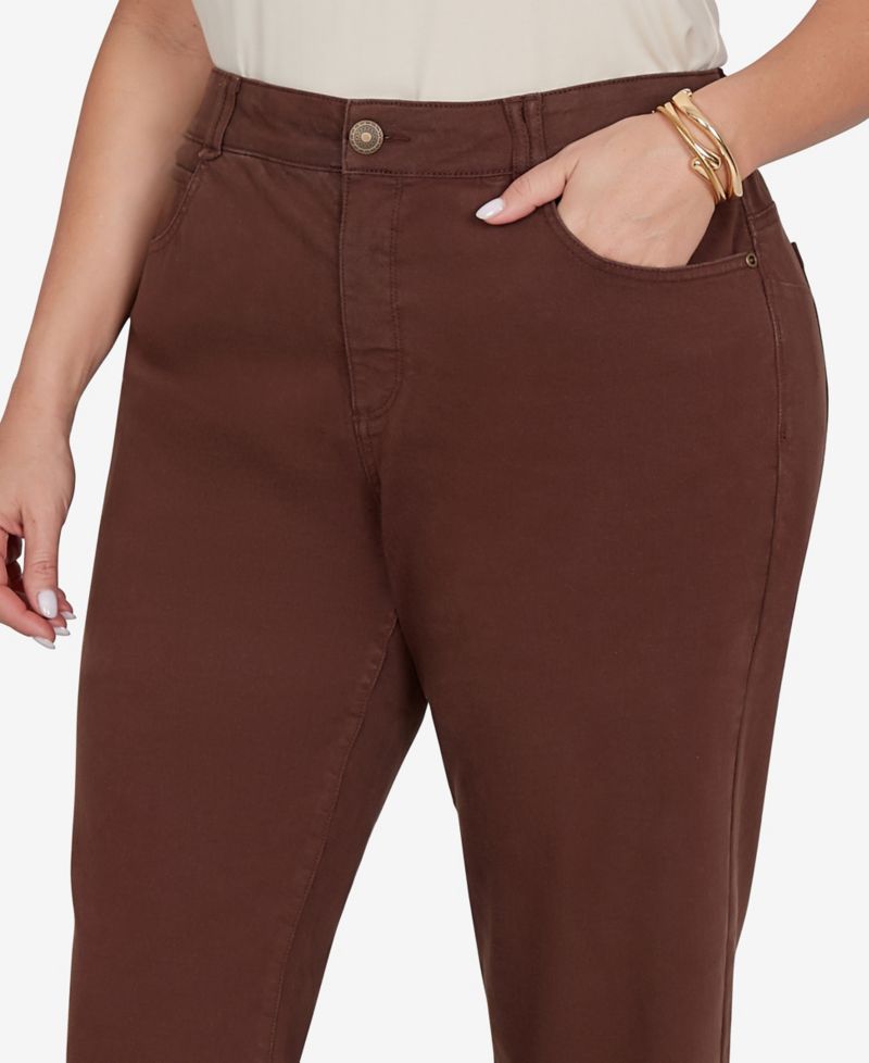 Plus Size Colored Denim Mid-Rise Straight Pants