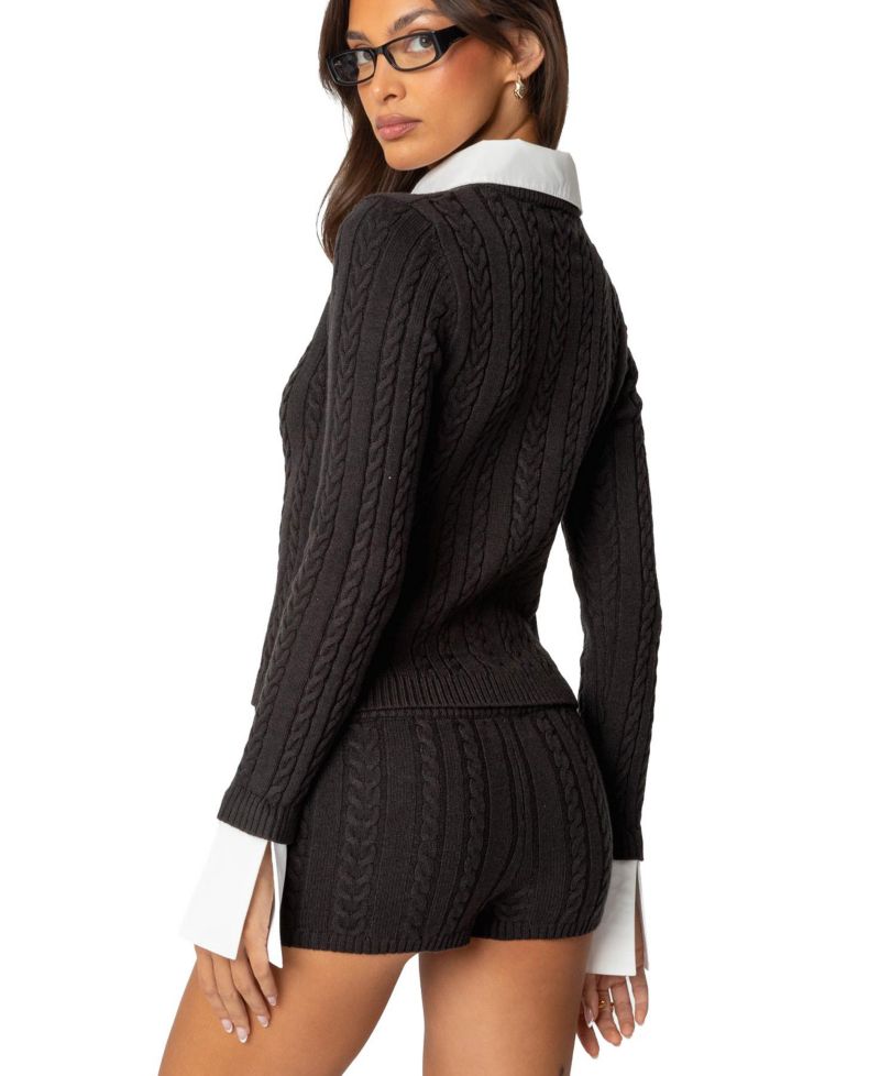 Women's Avey Detachable Cuff and Collar Cardigan