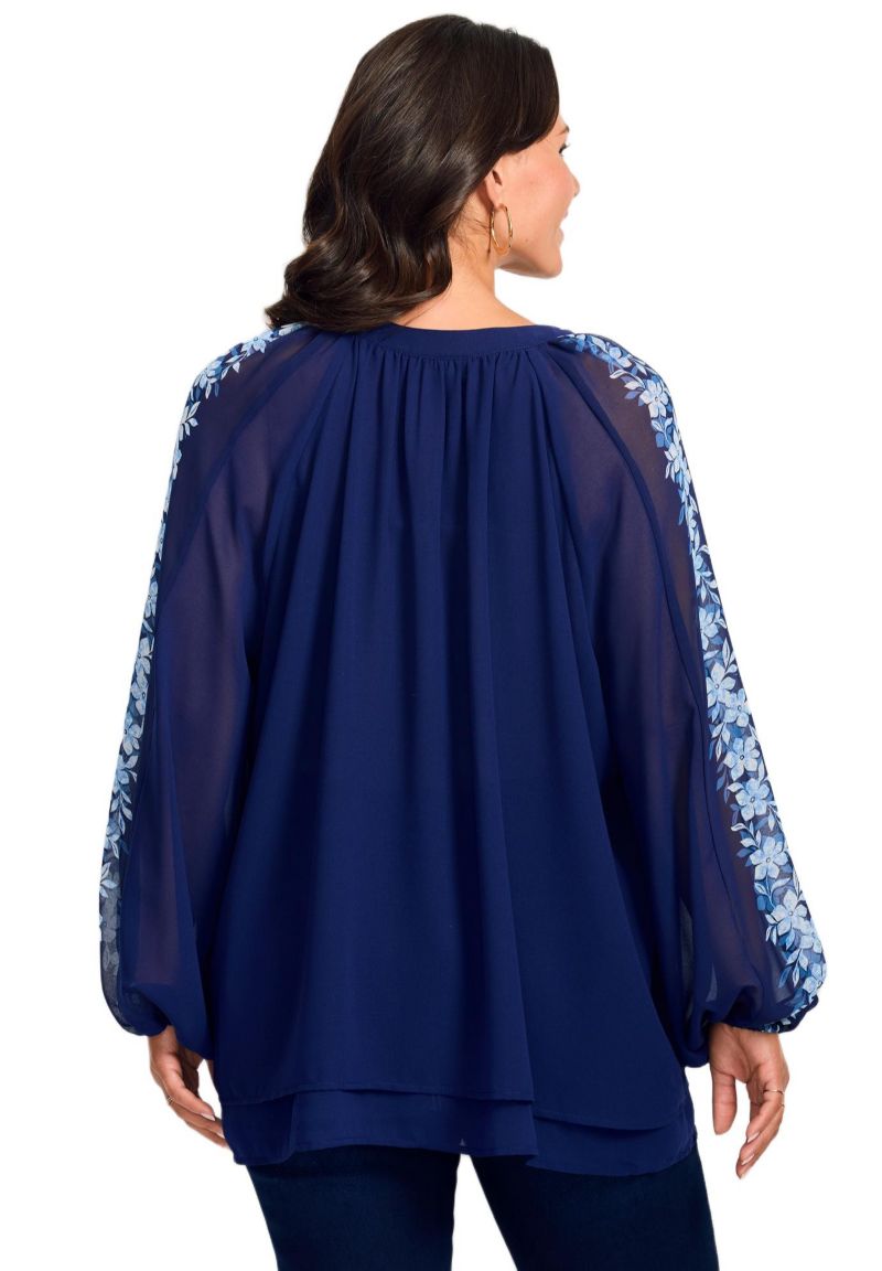 Women's Plus Size Double Layered Poet Blouse