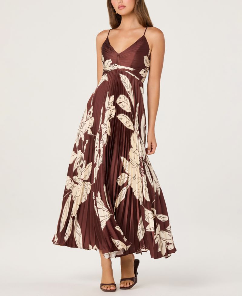 Women's Printed V-Neck Maxi Dress