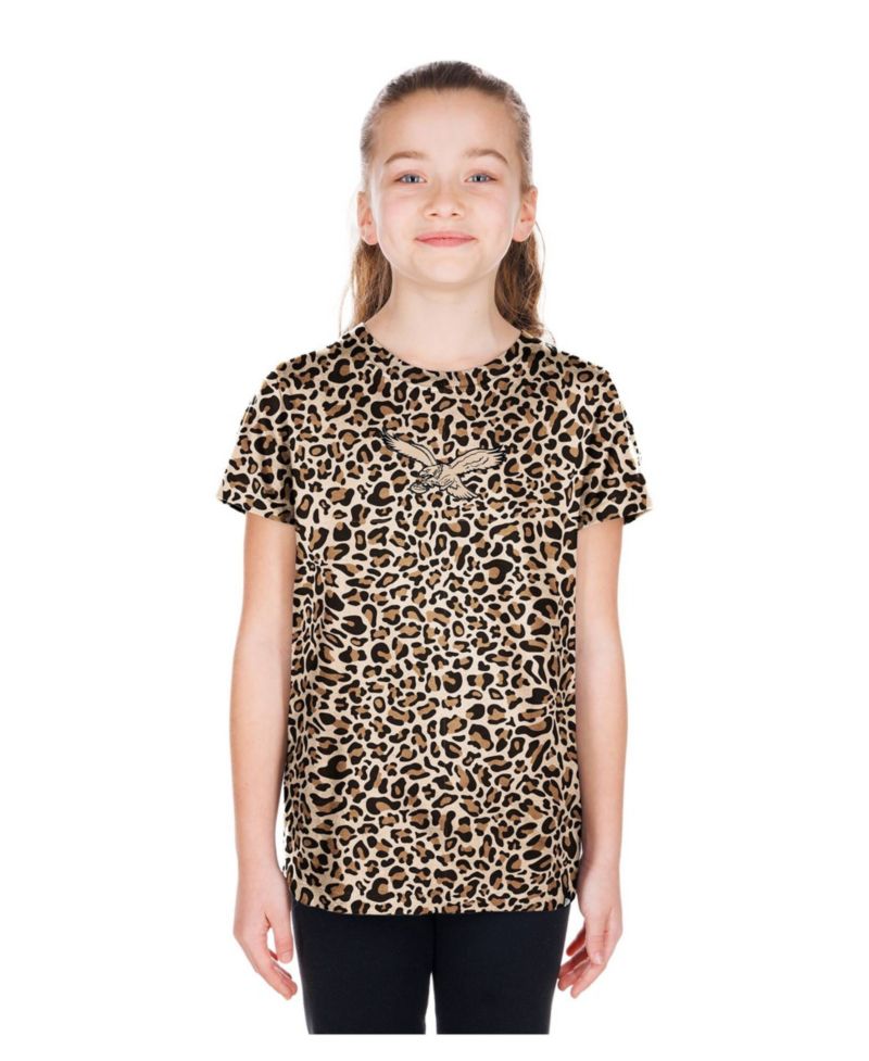 Big Girls Tan Philadelphia Eagles Mom & Me Leopard T-Shirt
