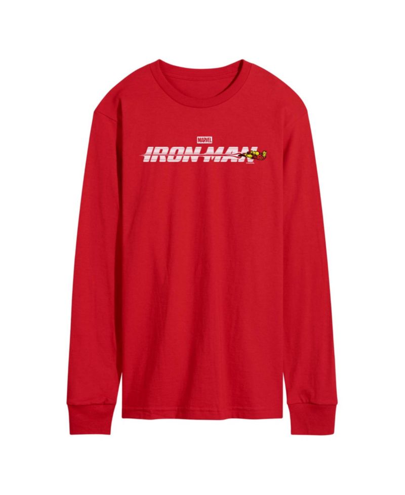 Men's Iron Man Logo Long-Sleeve Graphic T-Shirt