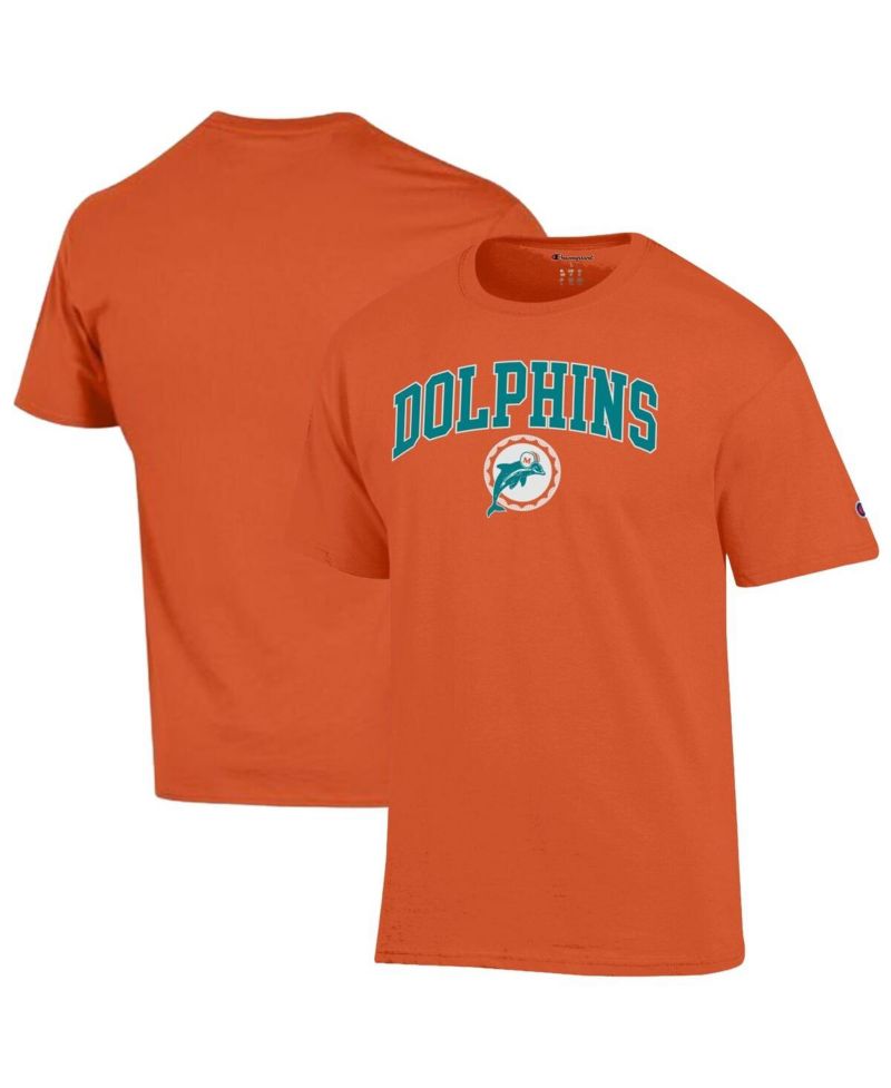 Men's Orange Miami Dolphins Arch Over Logo T-Shirt