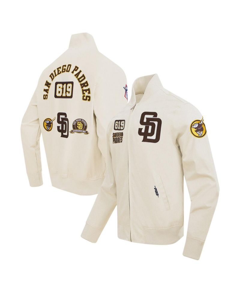 Men's Cream San Diego Padres Area Code Twill Full-Zip Jacket