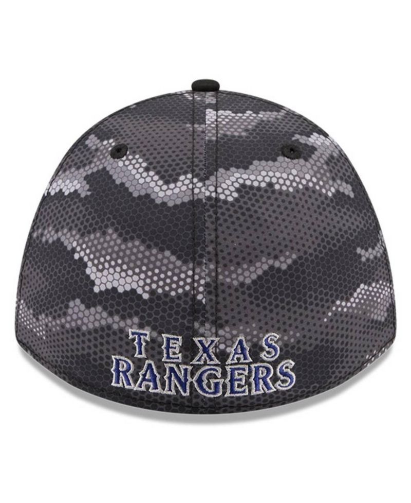 Men's Black Texas Rangers Camo 39THIRTY A-Frame Flex Hat