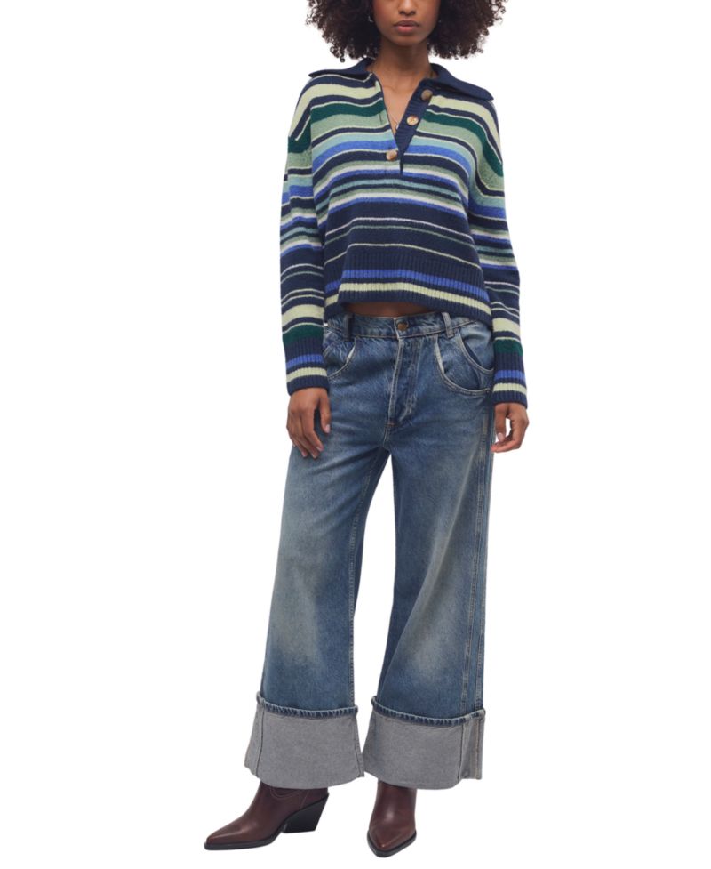 Women's Trading Up Lightweight Stripe Polo Sweater
