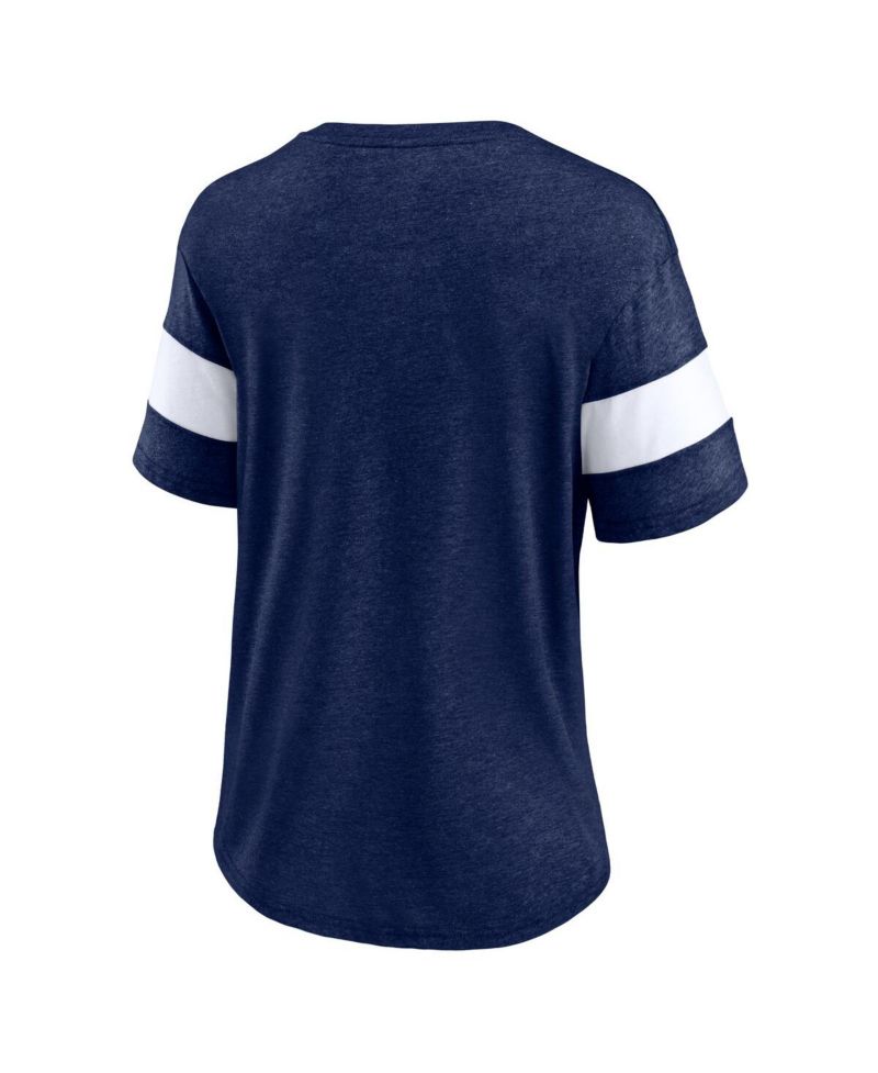 Women's Heather Deep Sea Blue Seattle Kraken Clapper V-Neck Half-Sleeve T-Shirt
