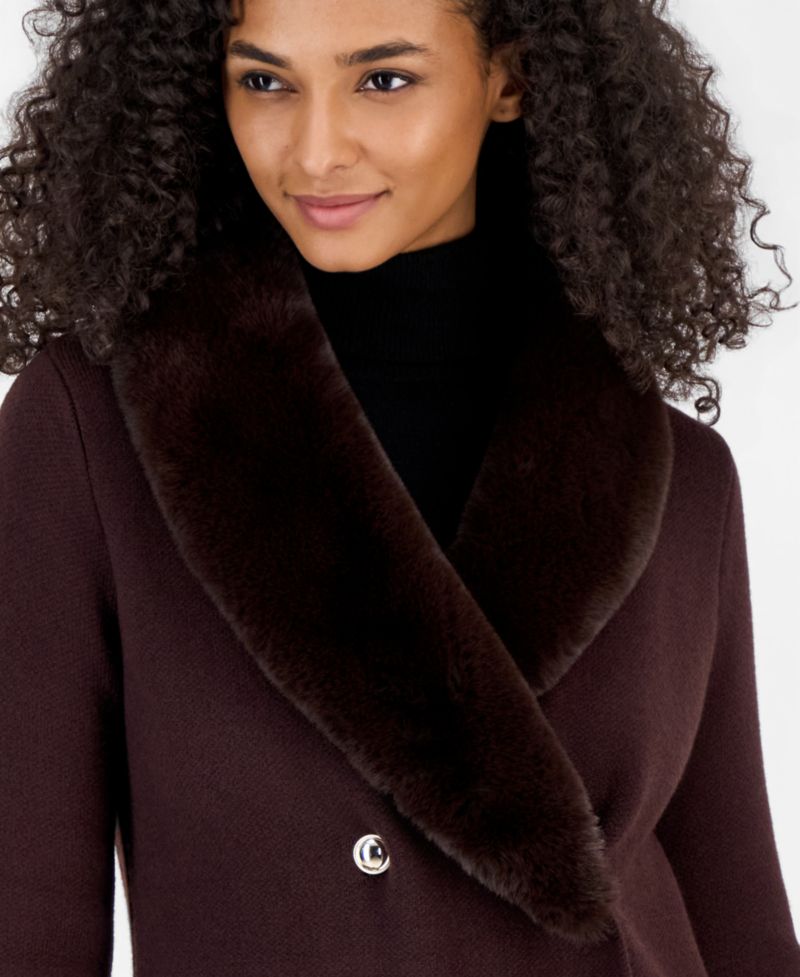 Women's Milano Stitch Double-Breasted Faux Fur Shawl Collar Jacket