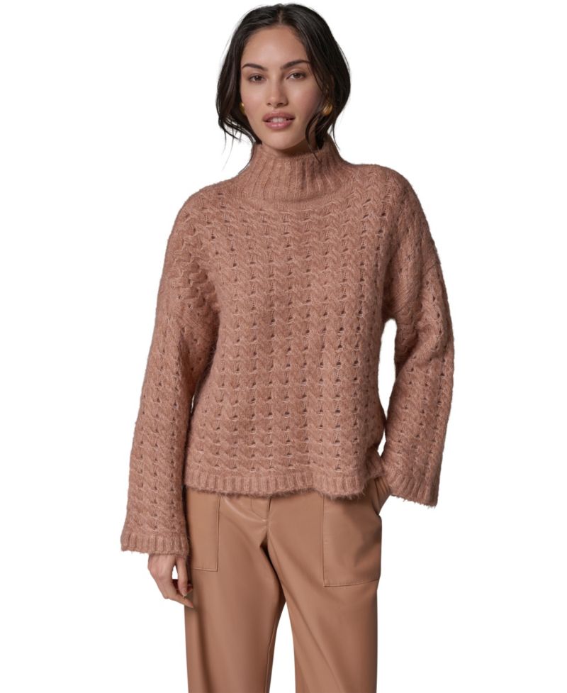 Women's Basket-Weave Knit Cable Sweater