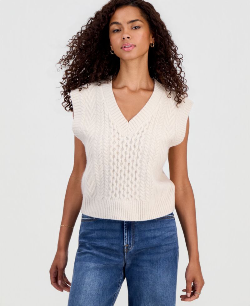 Juniors' Cable-Knit Sweater Vest