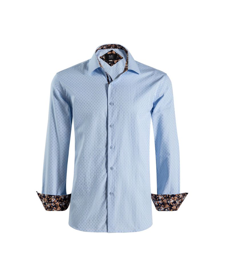 Big Boys Blue Slim Fit Jacquard Dot Shirt