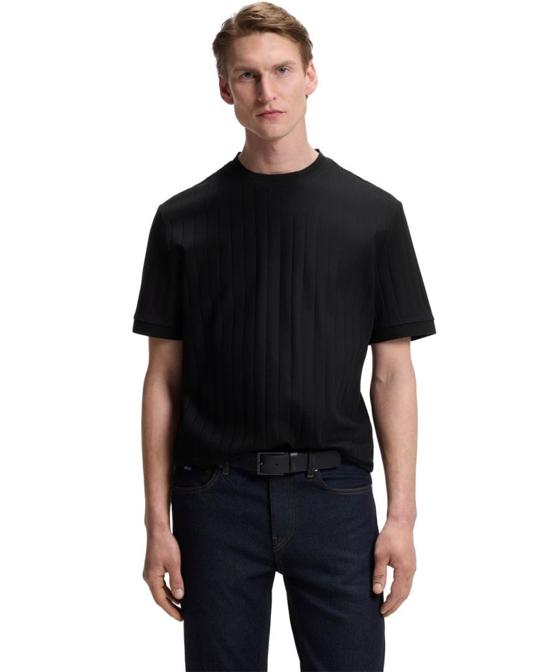 Men's Mercerised-Cotton Structured Stripe T-Shirt