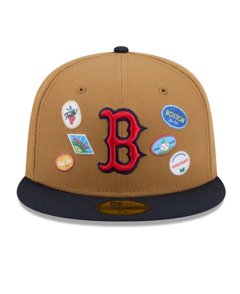 Men's Tan Boston Red Sox Fruit Sticker 59FIFTY Fitted Hat