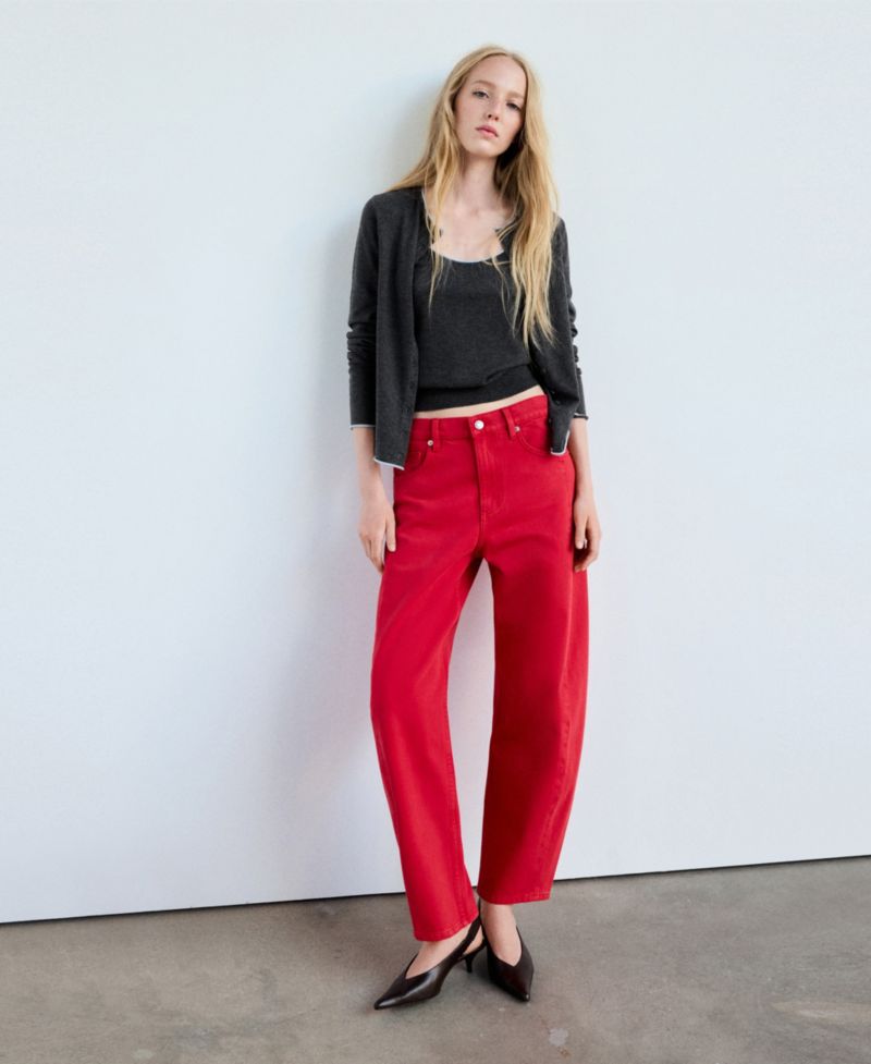 Women's Contrast-Trim Crewneck Cardigan