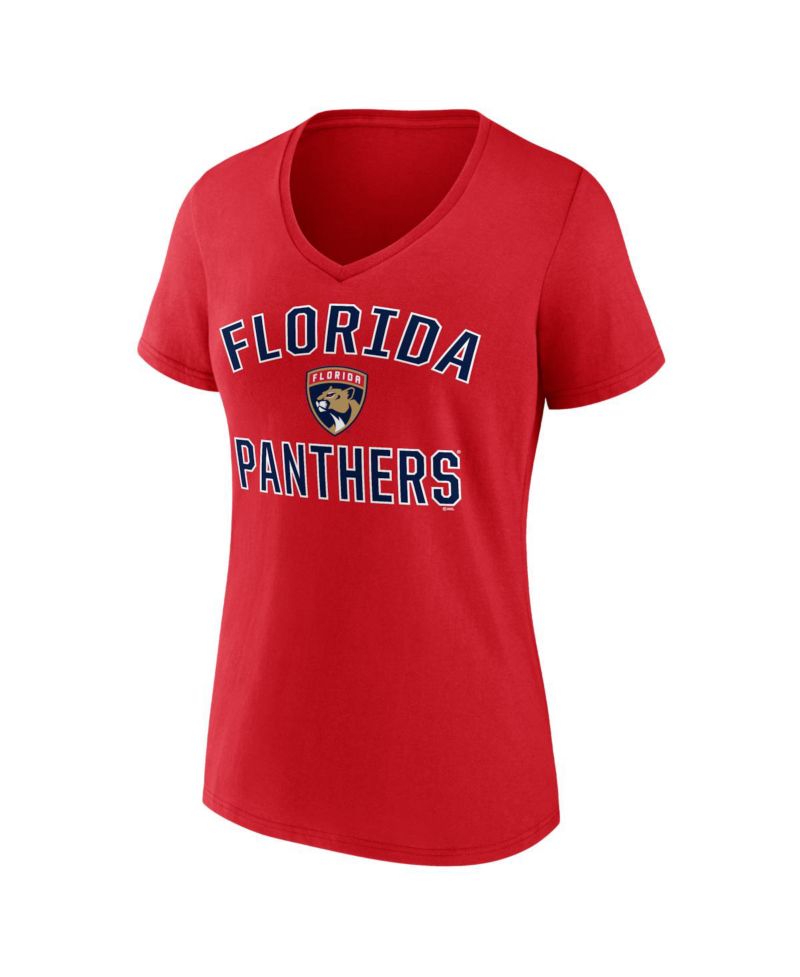 Women's Red Florida Panthers Arch Victory V-Neck T-Shirt