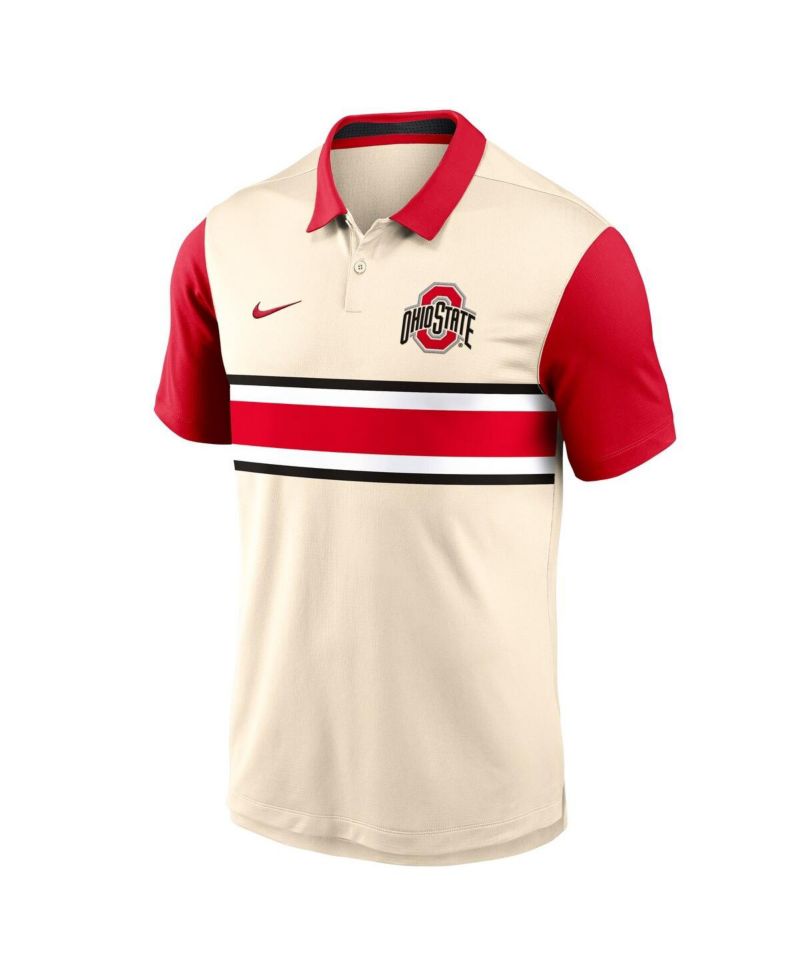 Men's Natural/Scarlet Ohio State Buckeyes Vapor Primary Logo Dri-FIT Polo Shirt