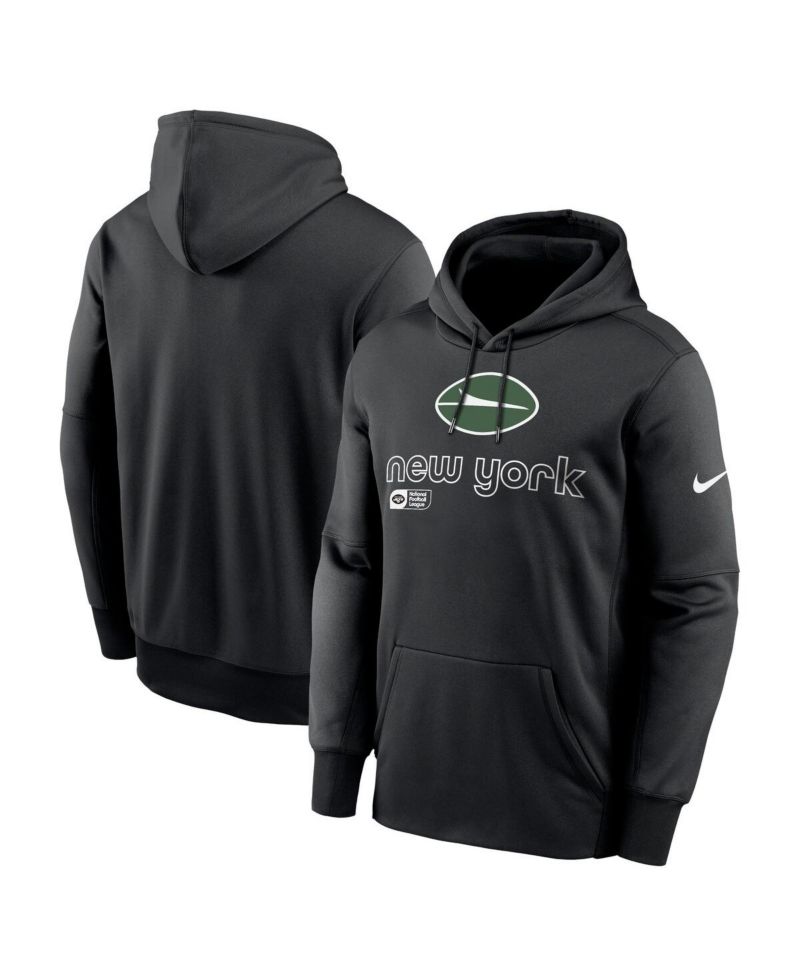 Men's Black New York Jets Performance Pullover Hoodie