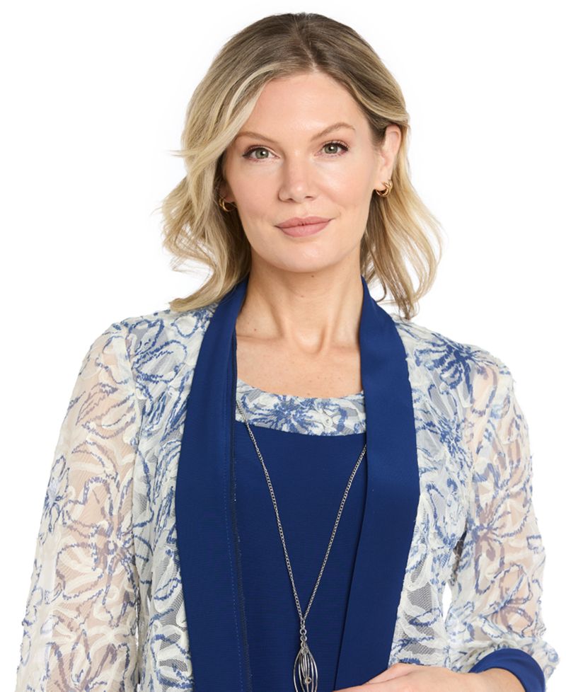 Women's Printed Jacket & Crewneck Dress, 2-Piece Set