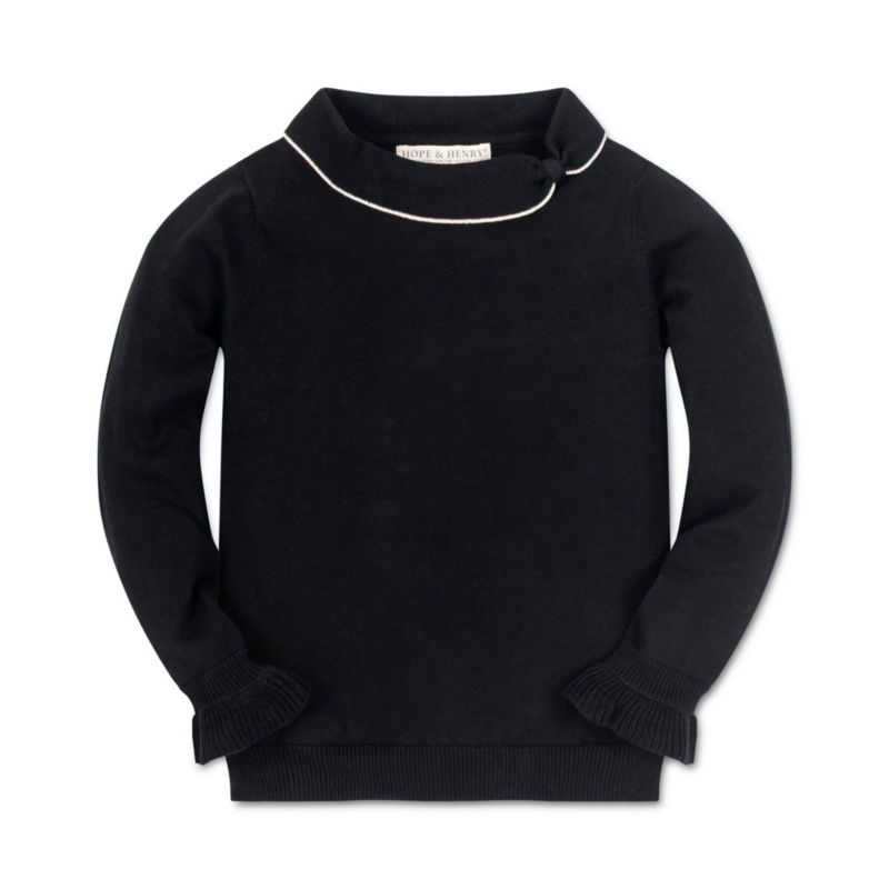 Hope and Henry Girls' Long Sleeve Ruffle Cuff Collar Sweater, Kids