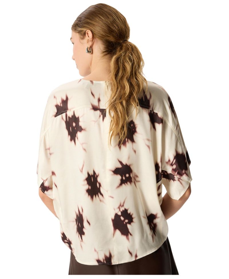 Women's Shadow Floral Short-Sleeve Blouse