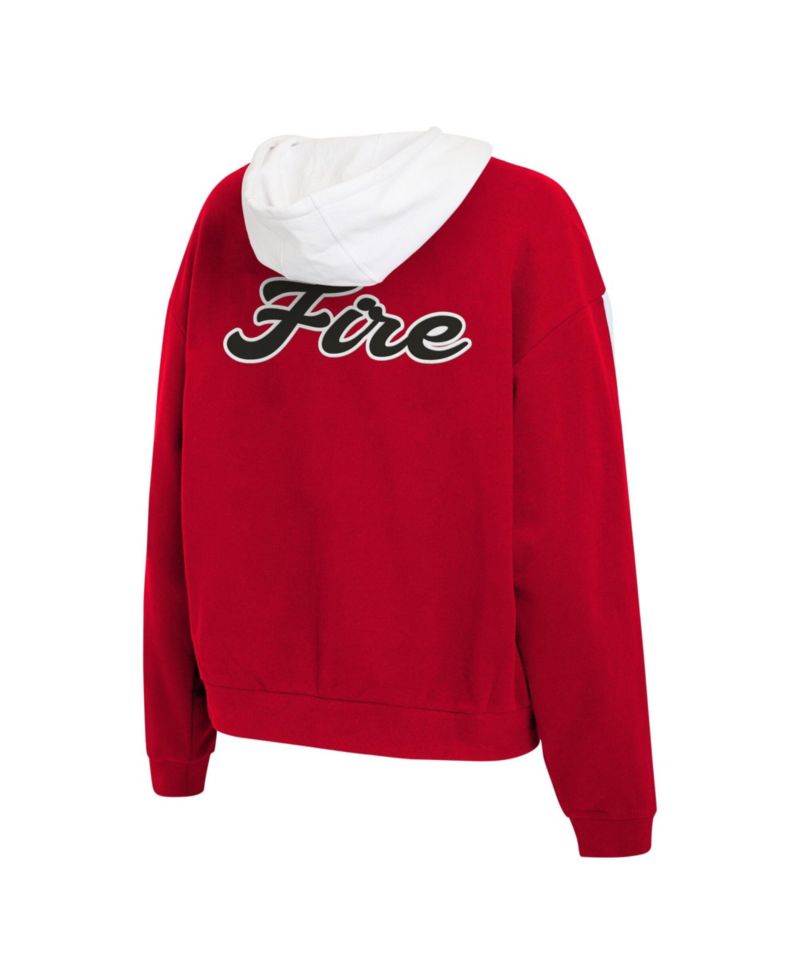 Women's Red/White Portland Fire Color Blocked Full-Zip Hoodie