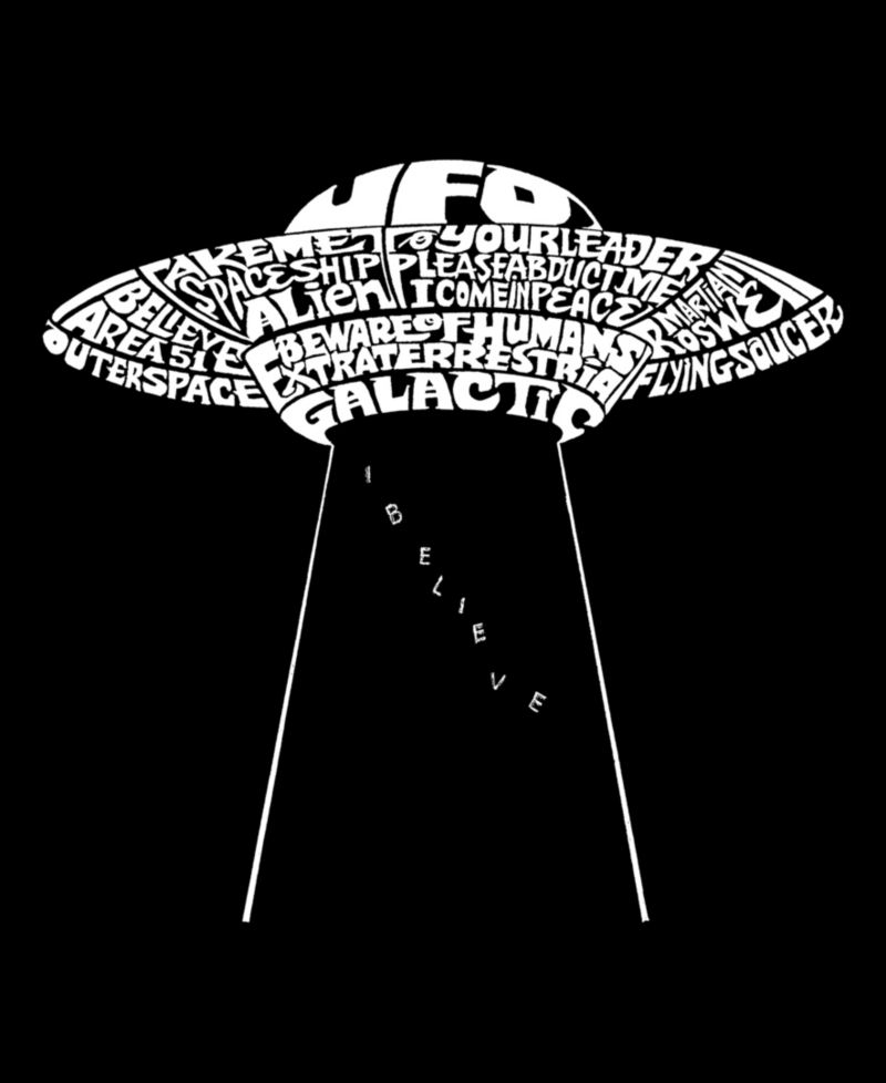 Plus Size Flying Saucer UFO Word Art T-Shirt
