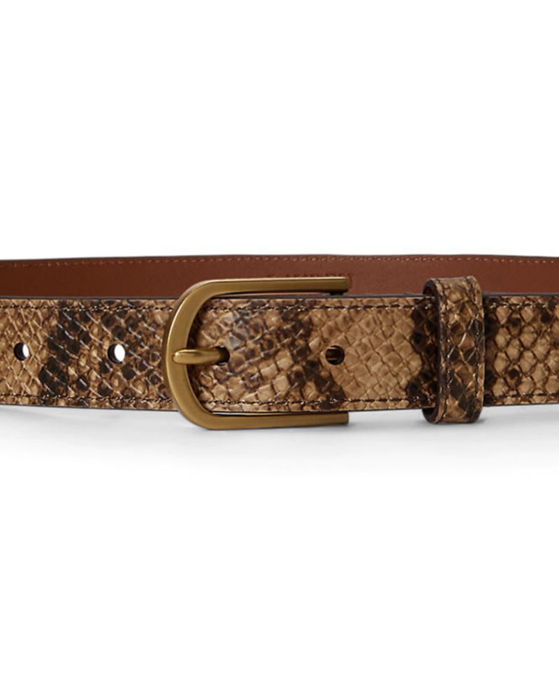 Python-Embossed Leather Belt