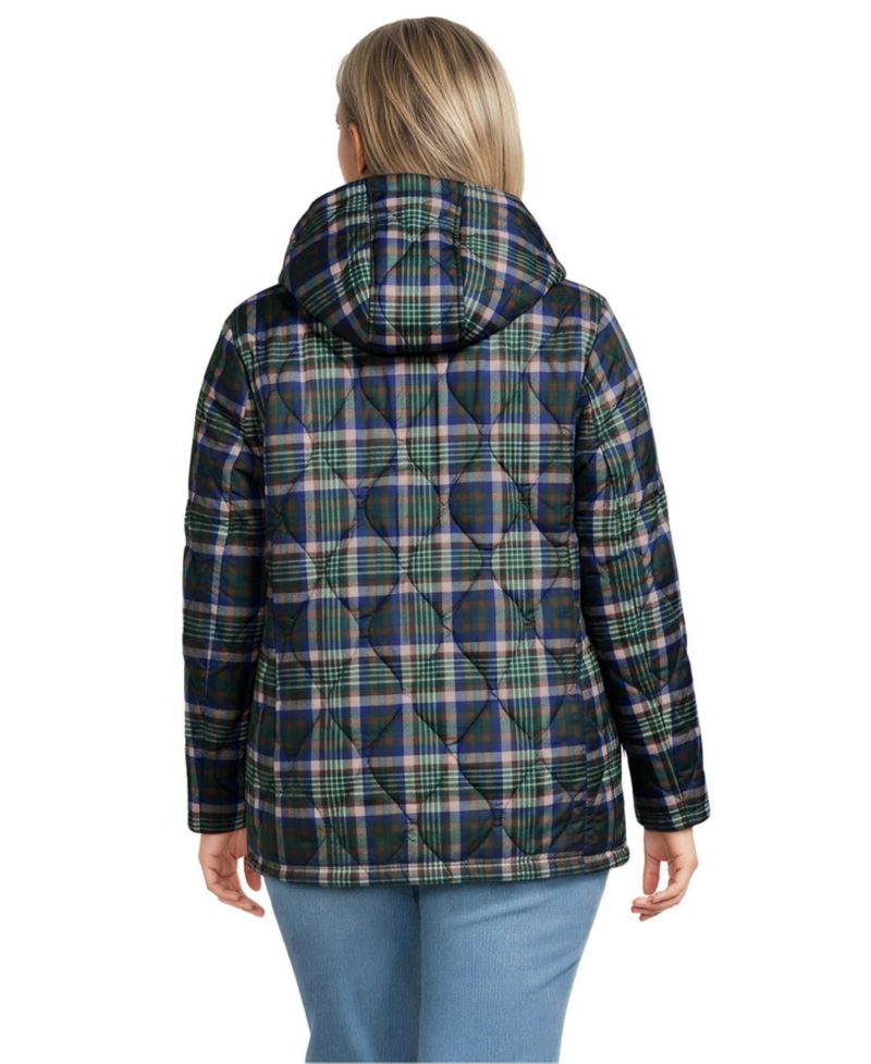 Plus Size Print FeatherFree Quilted Insulated Jacket