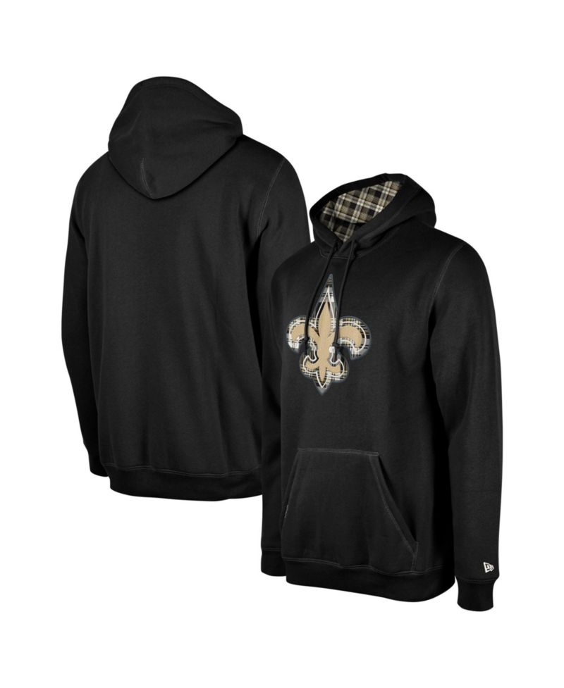 Men's Black New Orleans Saints 3rd Down Plaid Pullover Hoodie
