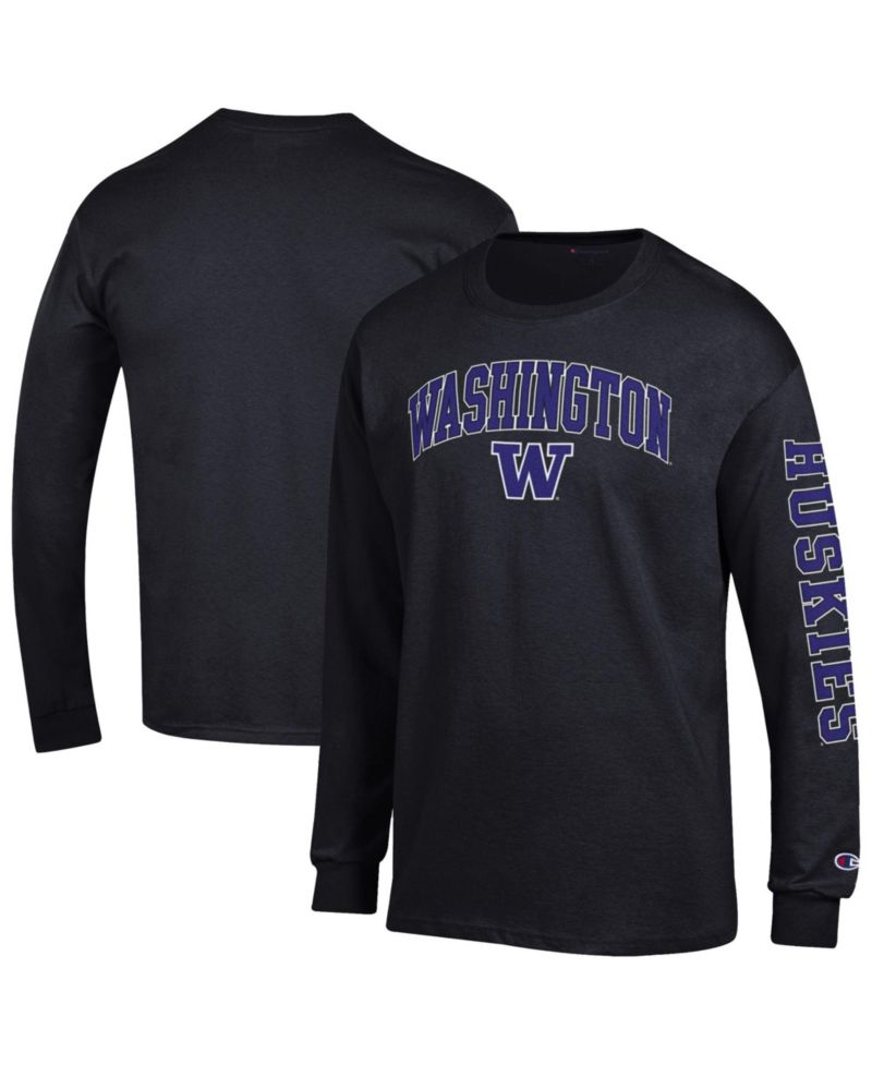 Men's Black Washington Huskies Arch Over Logo 2-Hit Long Sleeve T-Shirt