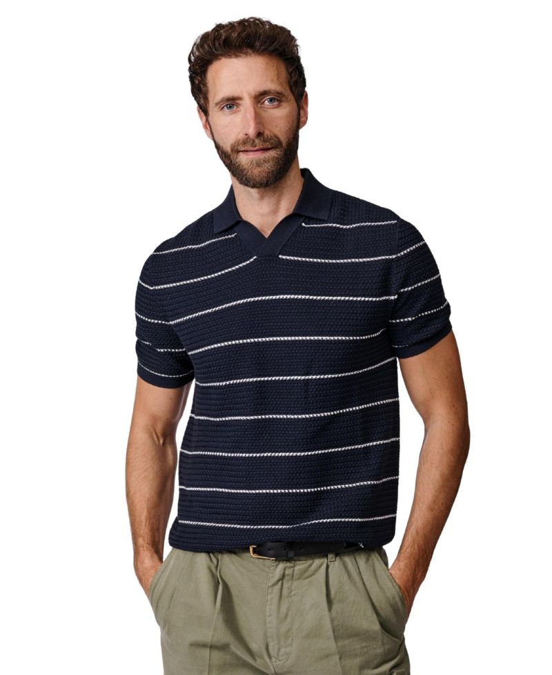 Men's Alford Knitted Texture Regular-Fit Cotton Polo Shirt