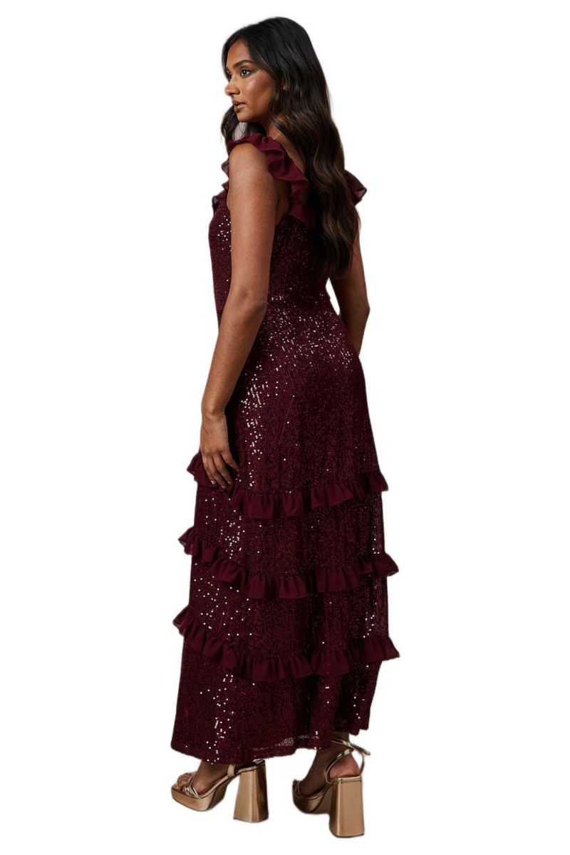 Women's Occasion Sequin Ruffle Midaxi Dress